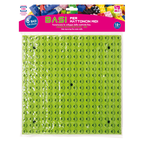 5 basi per costruzioni Midi 25x25cm in colori assortiti CWR